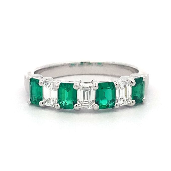 Emerald & Diamond Platinum Eternity Ring