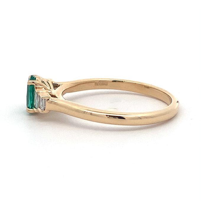 Emerald & Diamond Deco Yellow Gold Ring