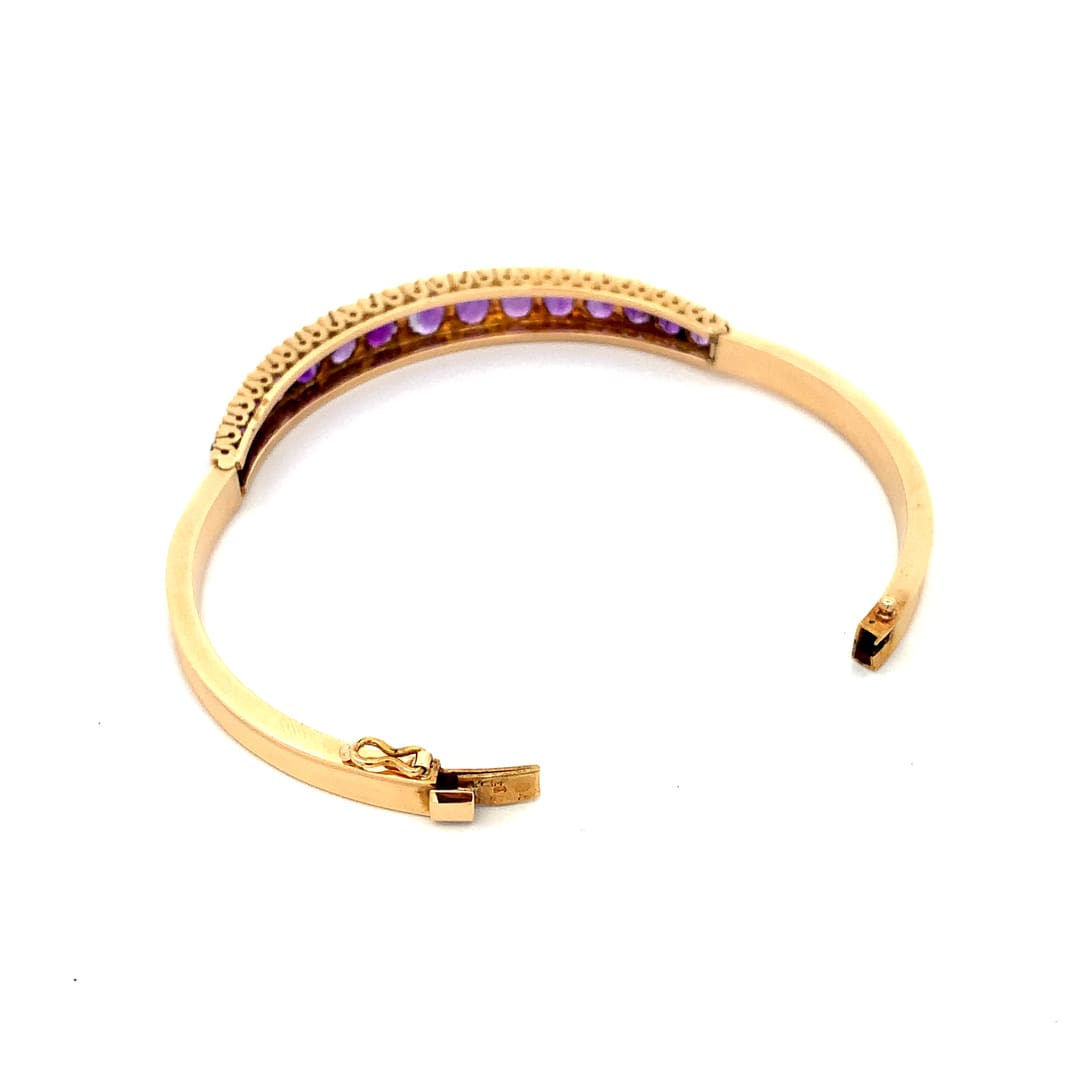 18ct Gold Amethyst Hinged Bangle