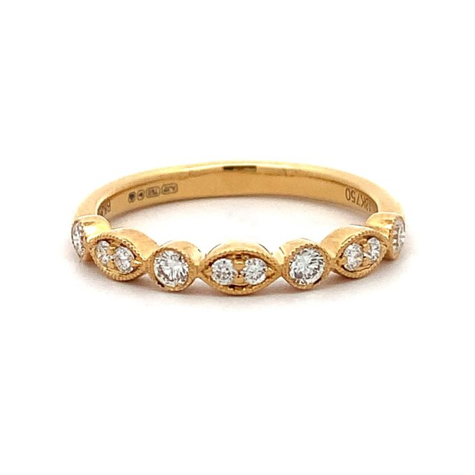 Diamond Milgrain Yellow Gold Eternity Ring