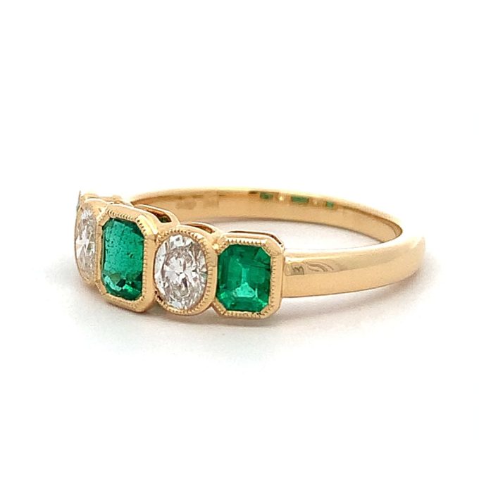 Emerald & Diamond Yellow Gold Ring