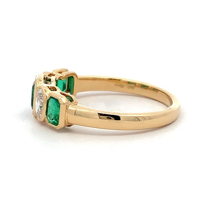 Emerald & Diamond Yellow Gold Ring