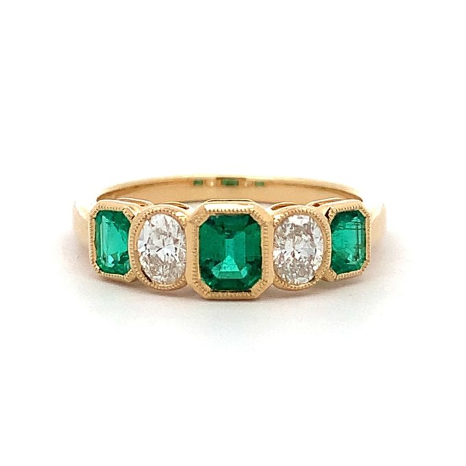 Emerald & Diamond Yellow Gold Ring