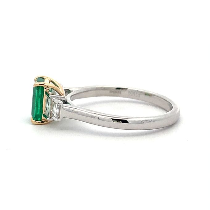Emerald & Diamond Deco Platinum Ring