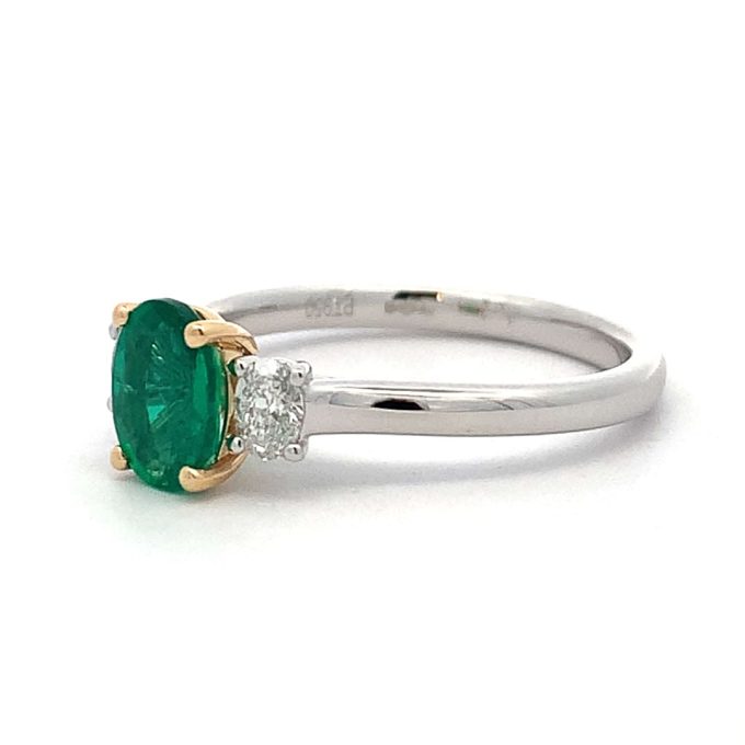 Emerald & Diamond Platinum Trilogy Ring