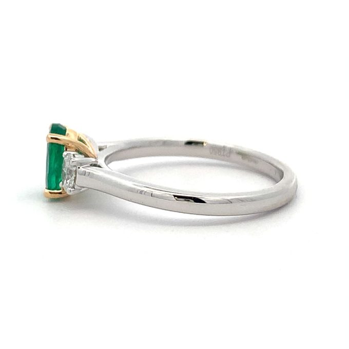 Emerald & Diamond Platinum Trilogy Ring