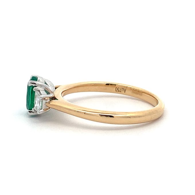 Emerald & Trapezoid Diamond Yellow Gold Ring
