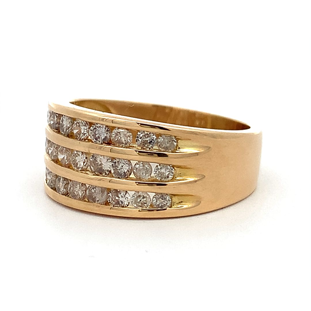 18ct Gold Three Row Diamond Dress Ring