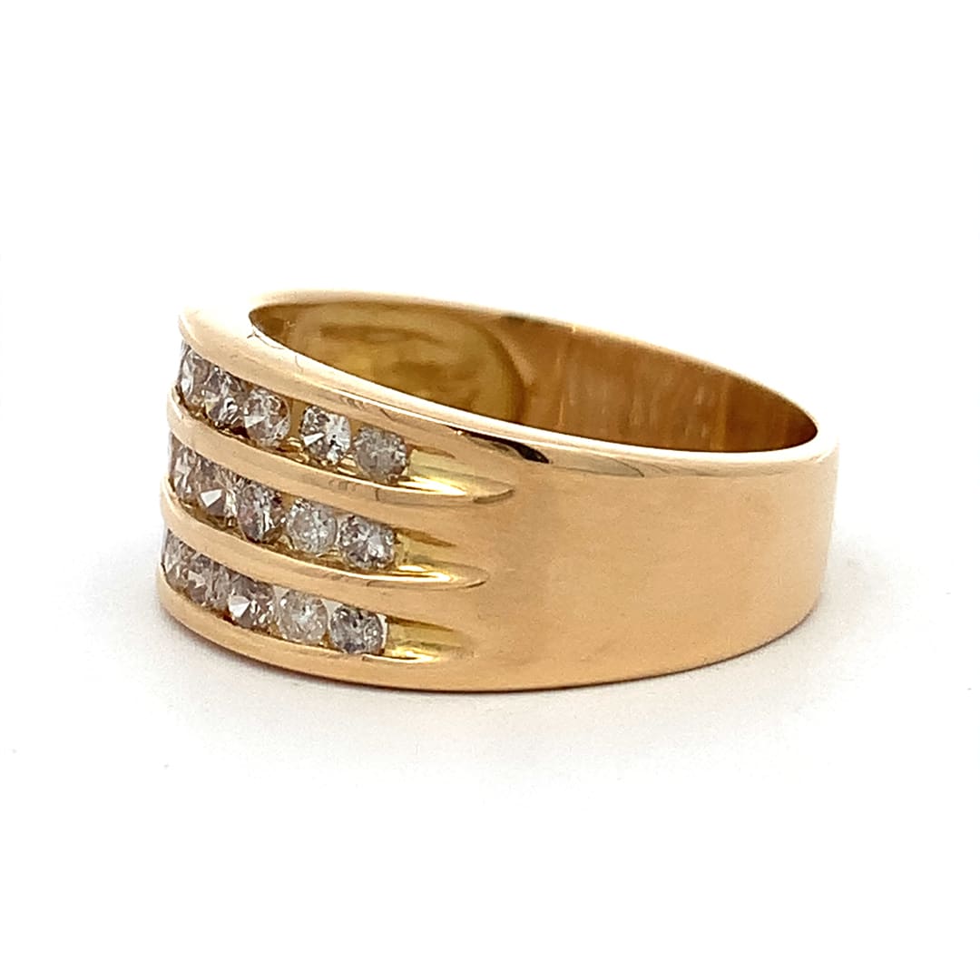 18ct Gold Three Row Diamond Dress Ring
