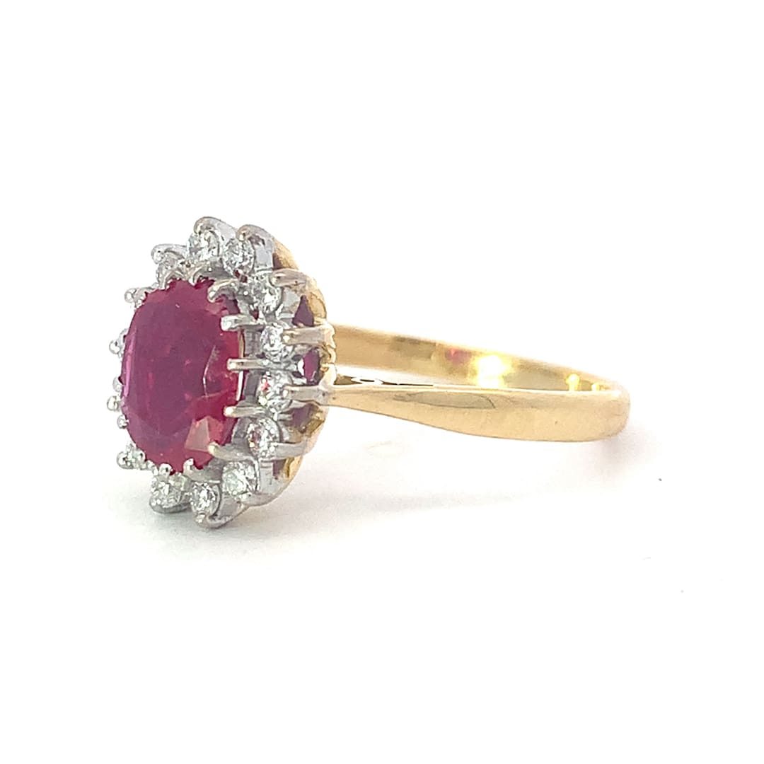 Ruby & Diamond Cluster Ring