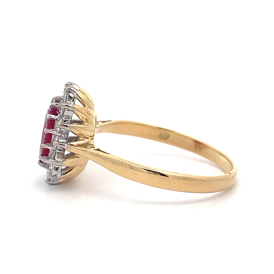 Ruby & Diamond Cluster Ring