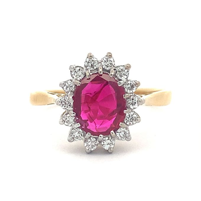Ruby & Diamond Cluster Ring