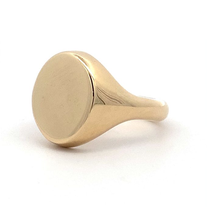 9ct Gold Ladies Slim Shoulder Oxford Signet Ring