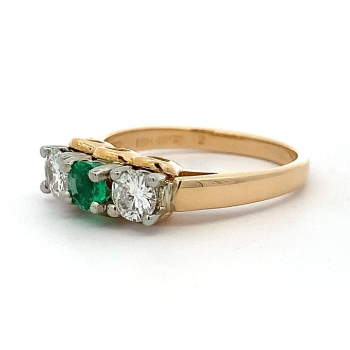 Emerald and Diamond Trilogy Ring