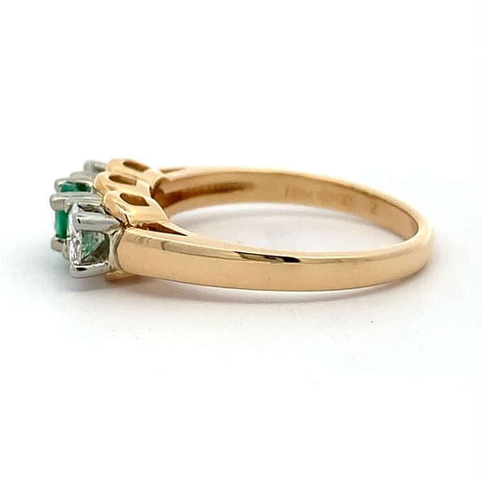 Emerald and Diamond Trilogy Ring