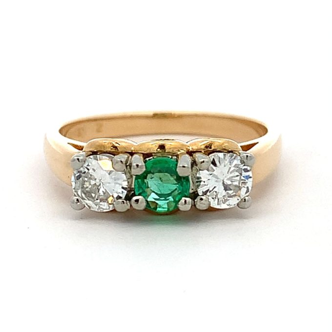 Emerald and Diamond Trilogy Ring