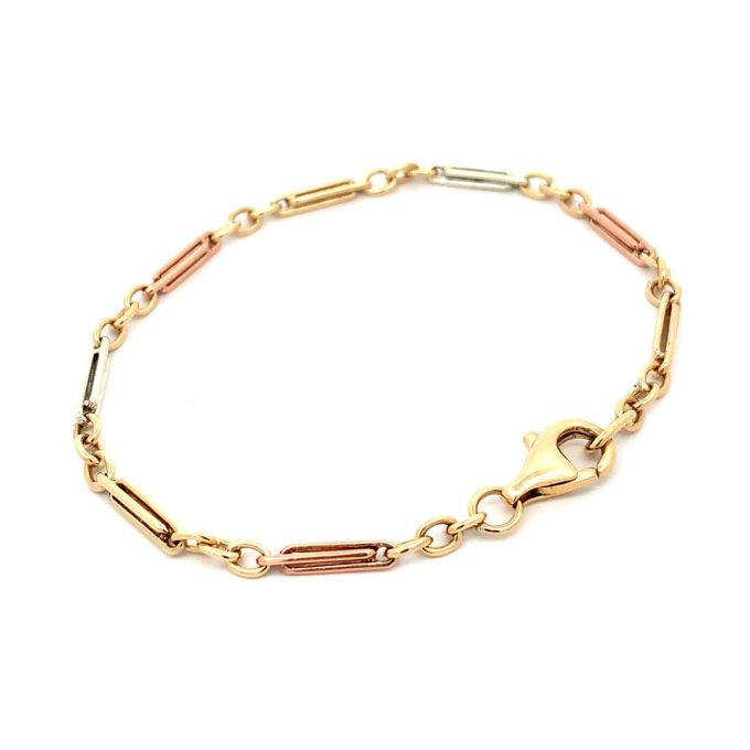 Multi Tone Gold Fancy Link Bracelet