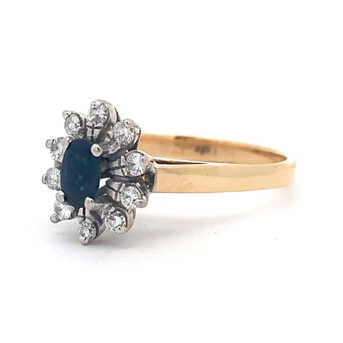 Vintage 18ct Gold Sapphire and Diamond Cluster Ring