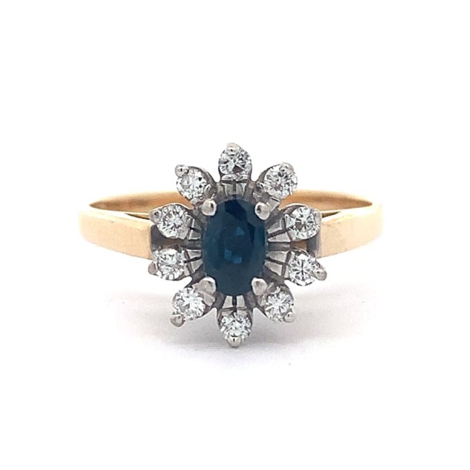 Vintage 18ct Gold Sapphire and Diamond Cluster Ring