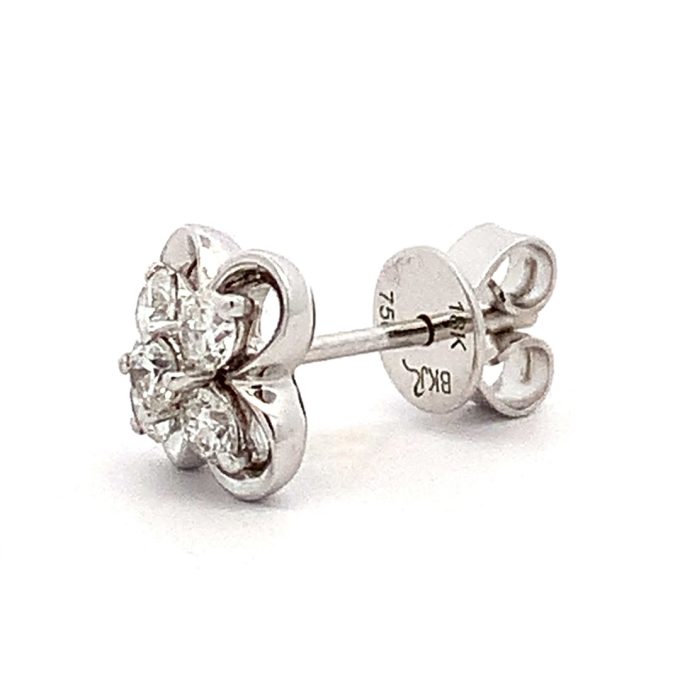 18ct Gold Quatrafoil Diamond Stud Earrings