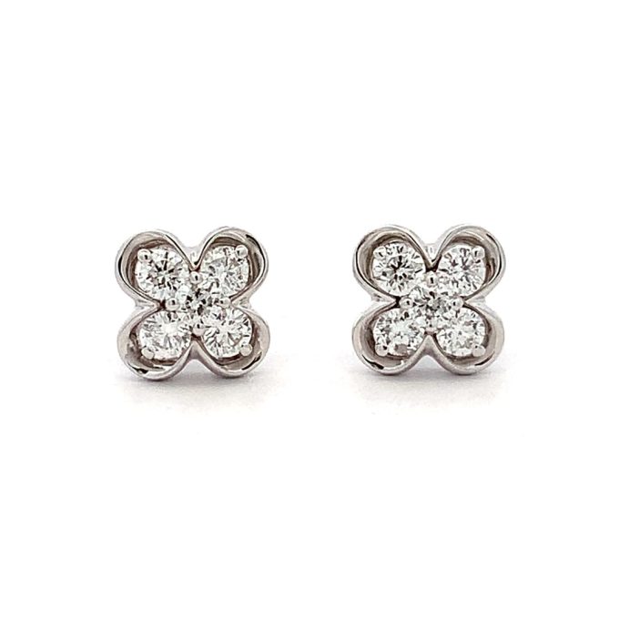 18ct Gold Quatrafoil Diamond Stud Earrings