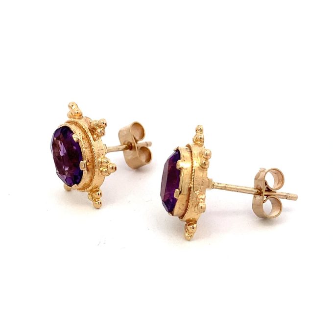 Vintage Amethyst Etruscan Inspired Earrings