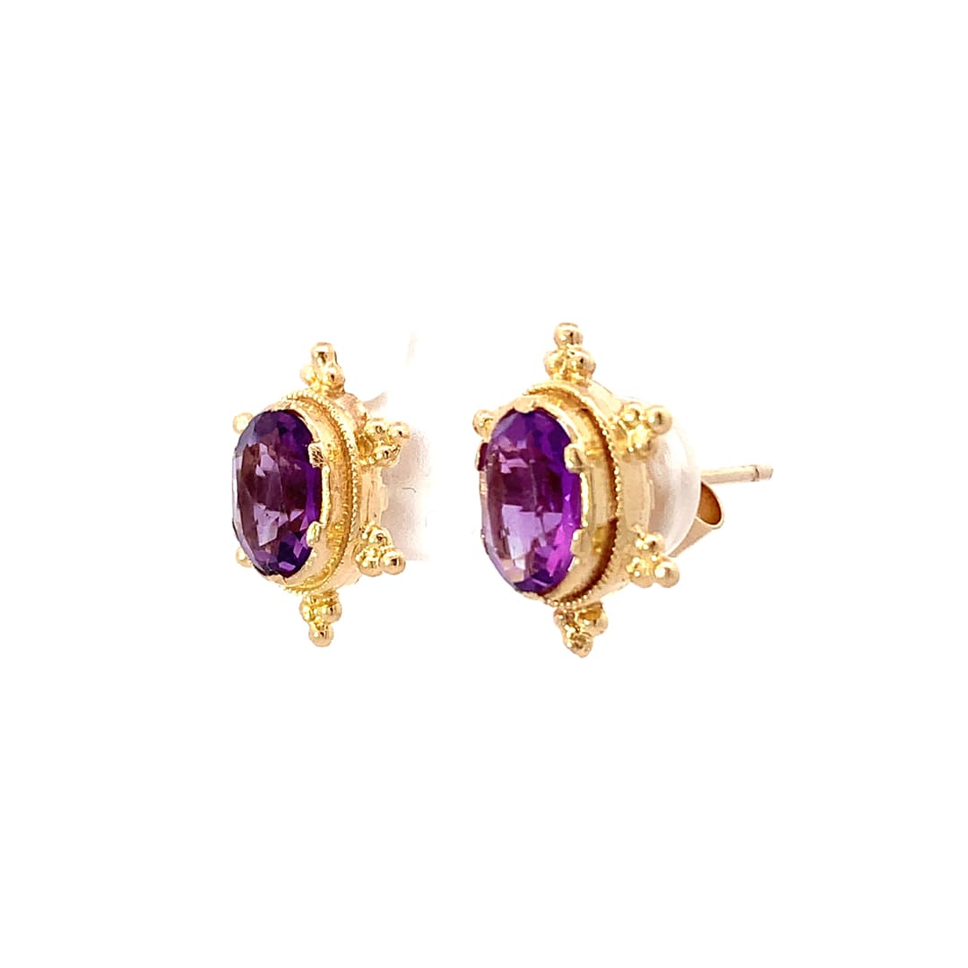 Vintage Amethyst Etruscan Inspired Earrings