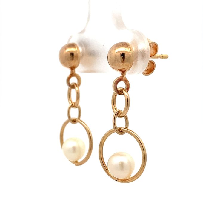 Gold and Pearl Drop Earrings