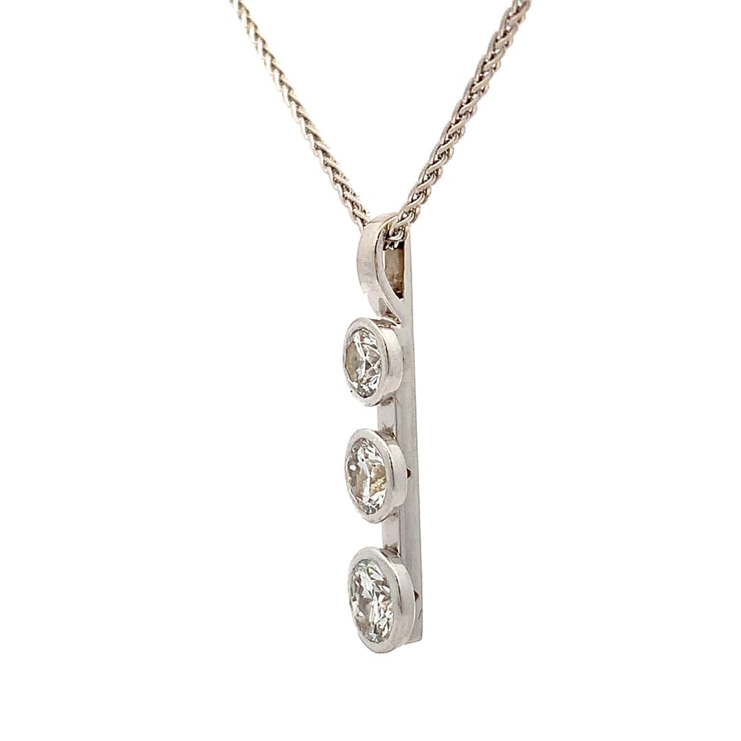 18ct White Gold Diamond Trilogy Necklace