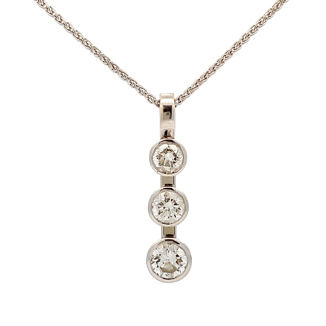 18ct White Gold Diamond Trilogy Necklace