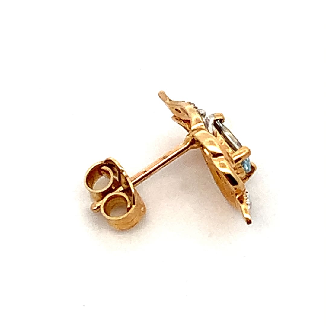 Aquamarine and Diamond Stud Earrings
