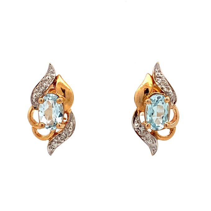 Aquamarine and Diamond Stud Earrings