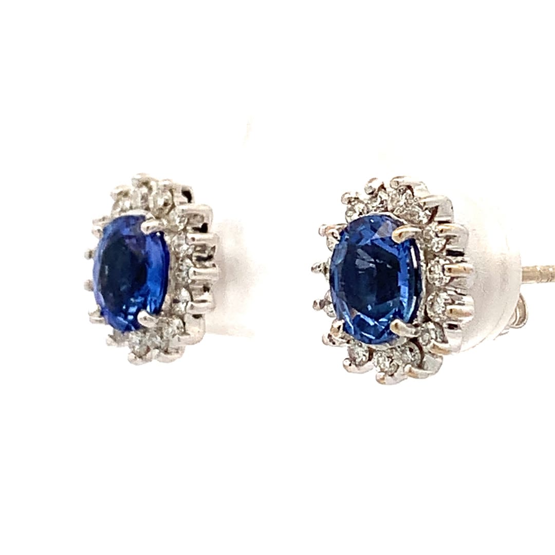 White Gold Sapphire and Diamond Earrings