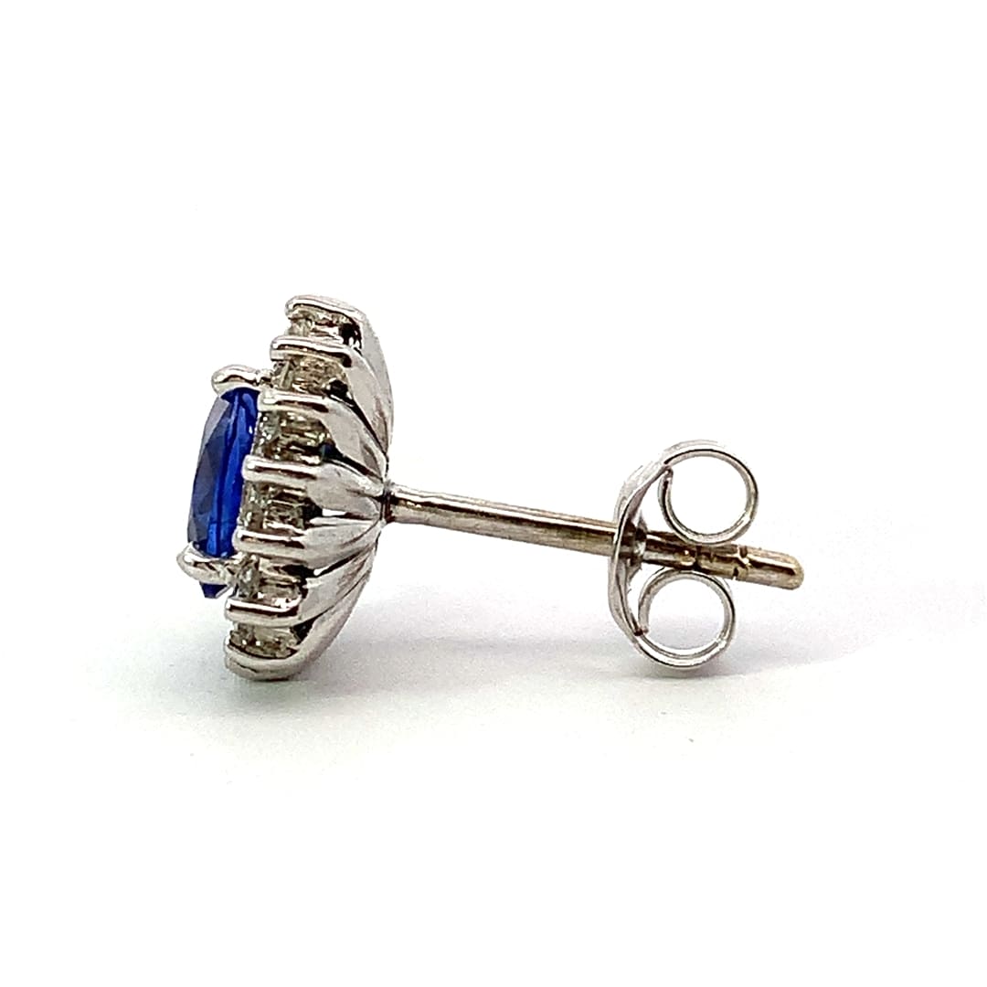 White Gold Sapphire and Diamond Earrings