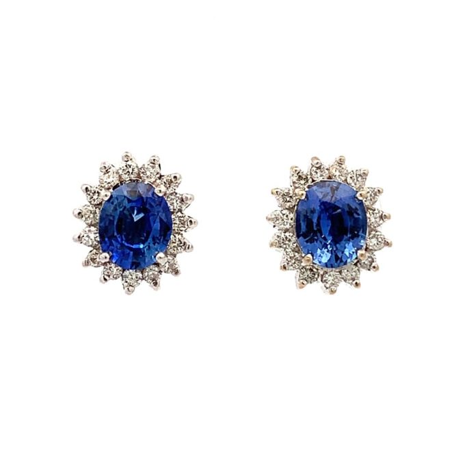 White Gold Sapphire and Diamond Earrings