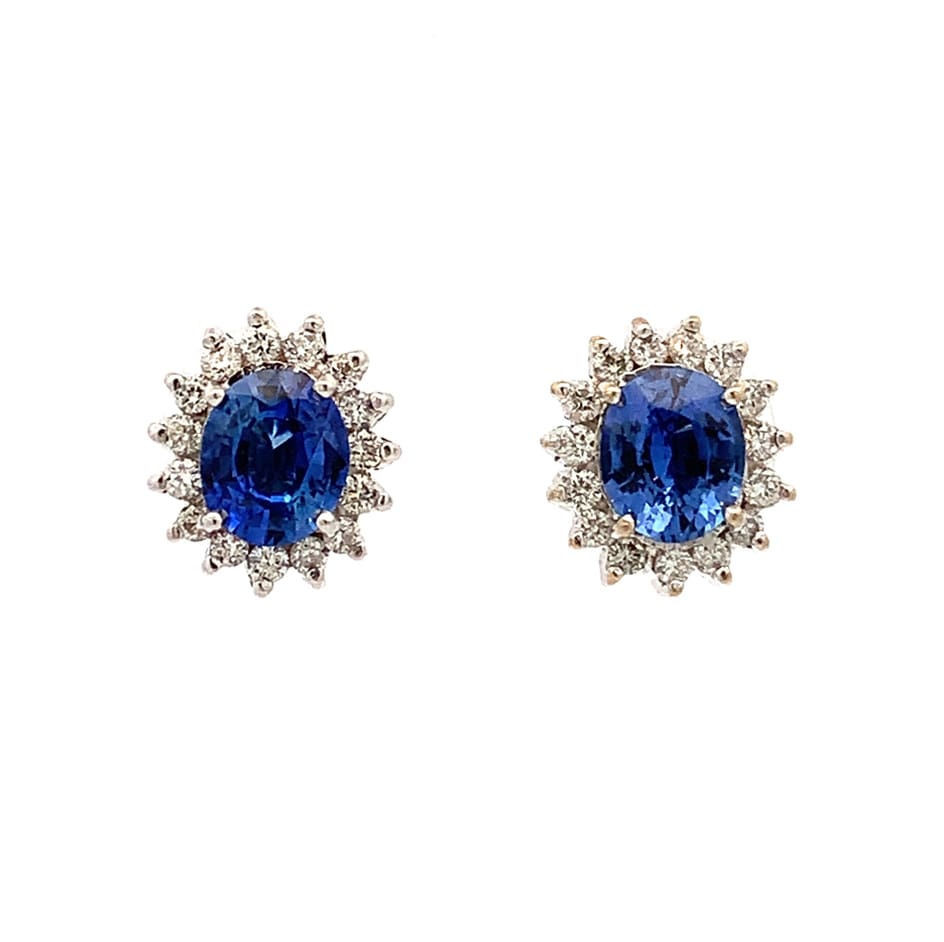 White Gold Sapphire and Diamond Earrings