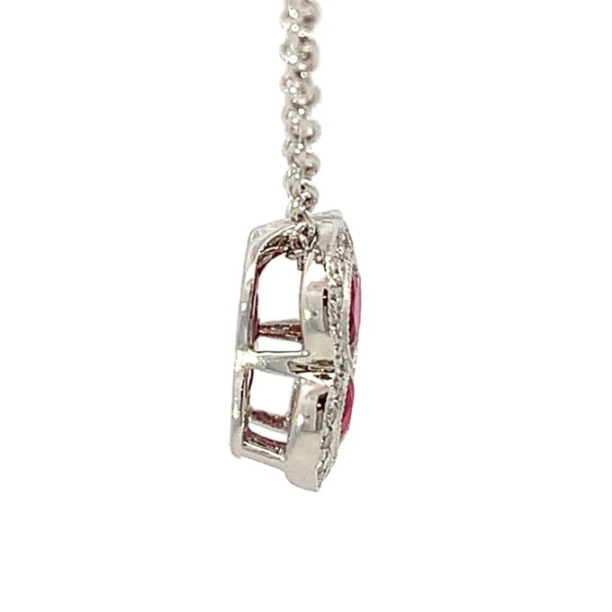 Ruby and Diamond Pave Quatrefoil Necklace