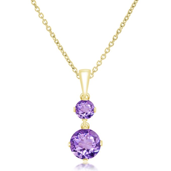 Unique Twin Amethyst Gold Necklace