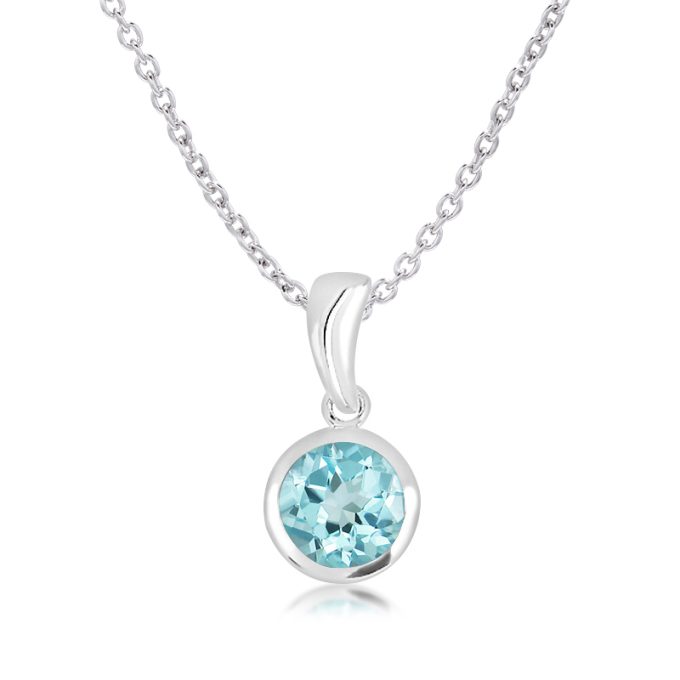 Unique Round Cut Blue Topaz Necklace