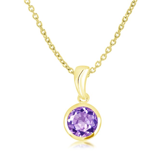Unique Round Cut Amethyst Gold Necklace