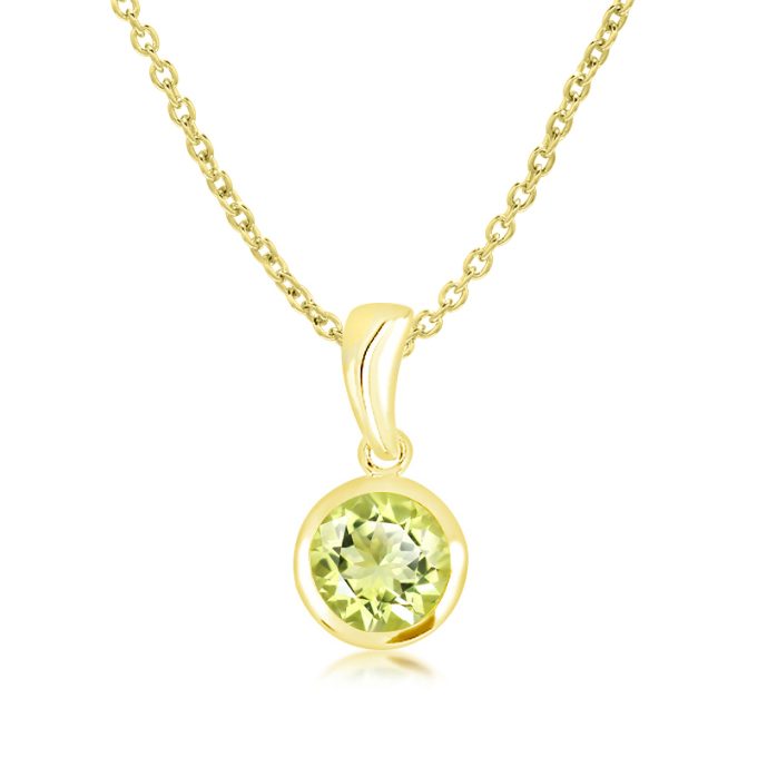 Unique Round Cut Golden Citrine Gold Necklace