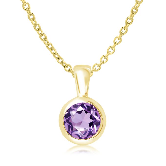 Unique Petite Amethyst Gold Plate Necklace