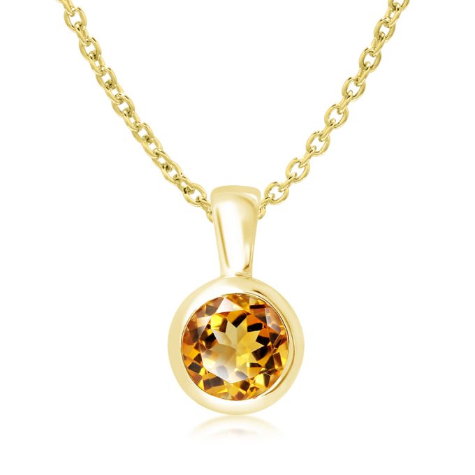 Unique Petite Golden Citrine Gold Plate Necklace