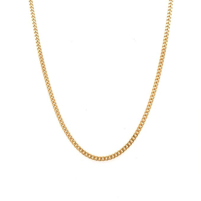 18ct Yellow Gold Flat Curb Link Chain - 24 Inch