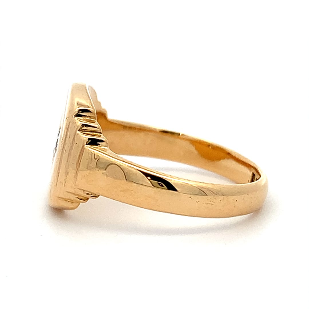 Diamond Set Cushion Top Signet Ring