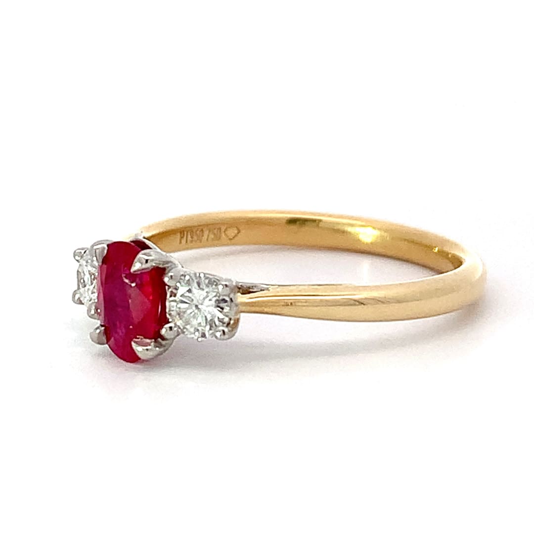 0.53ct Ruby and Diamond Trilogy Ring