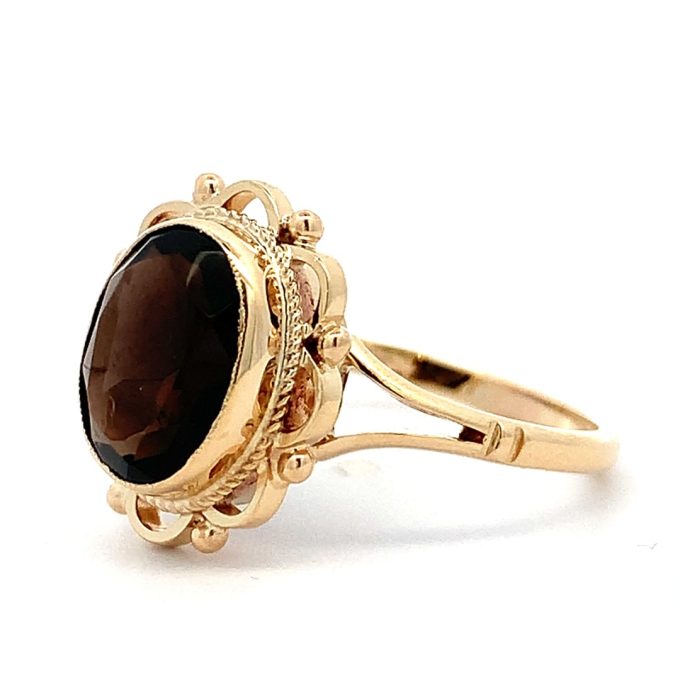 Vintage Yellow Gold Smoky Quartz Ring