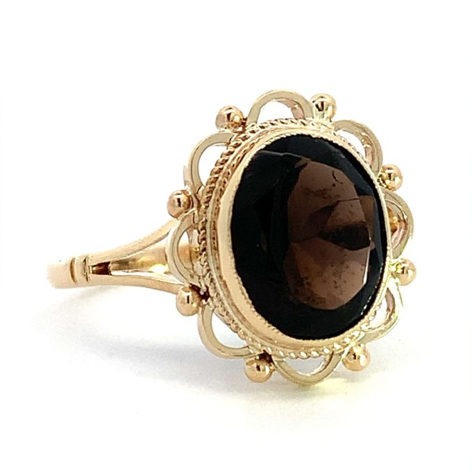 Vintage Yellow Gold Smoky Quartz Ring