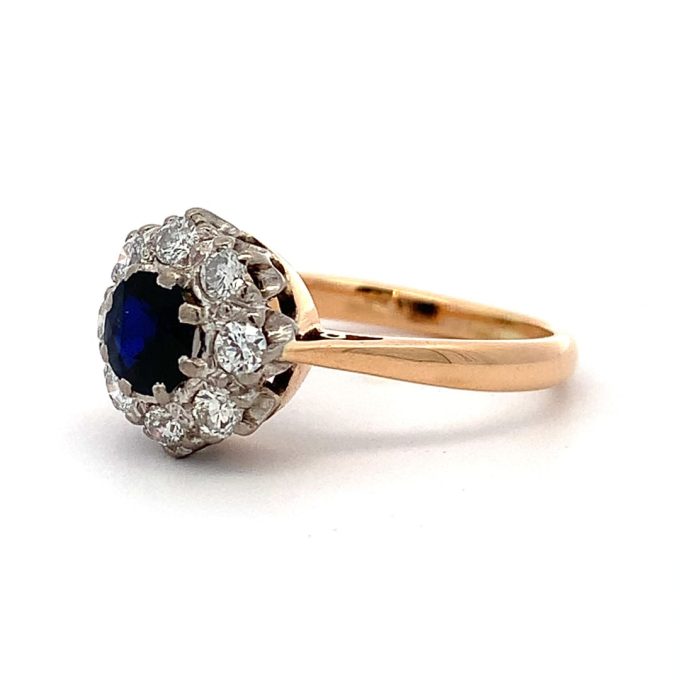 Vintage Sapphire and Diamond Cluster Ring