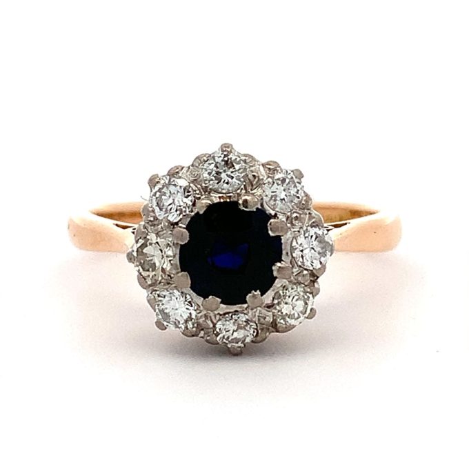 Vintage Sapphire and Diamond Cluster Ring